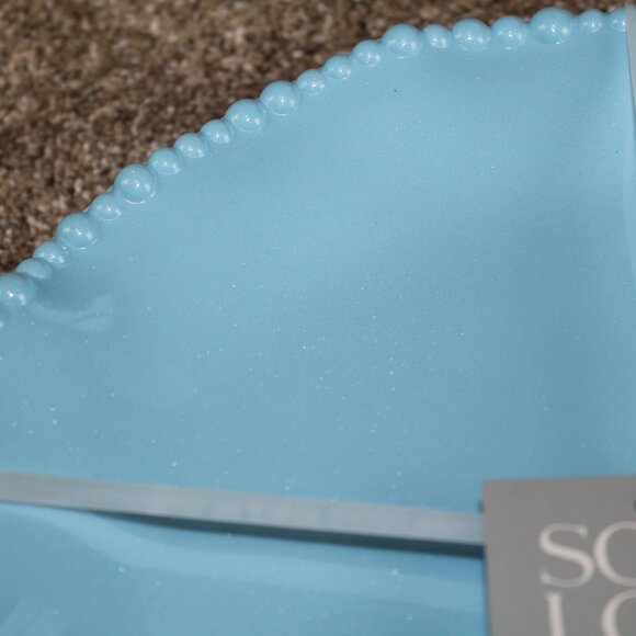 Soho Loft Dinner Plates Blue Shimmer Pearl Edge Set of 4 Melamine 10.75" NWT - Picture 3 of 6